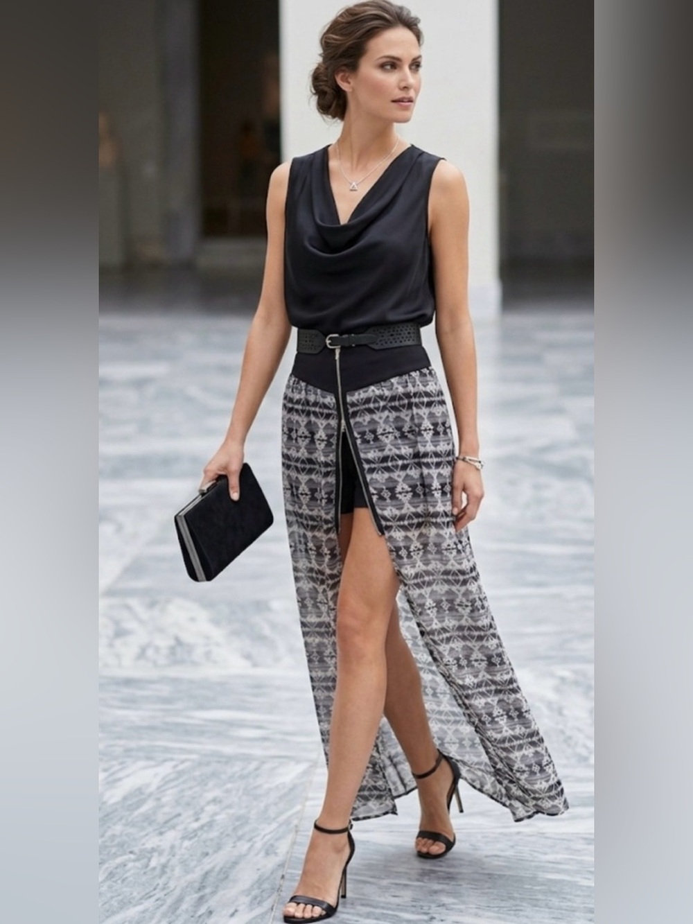 Mandee Aztec Geometric Print Maxi Skirt